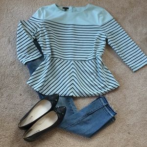 Talbots mint striped peplum top sz. XL petite.